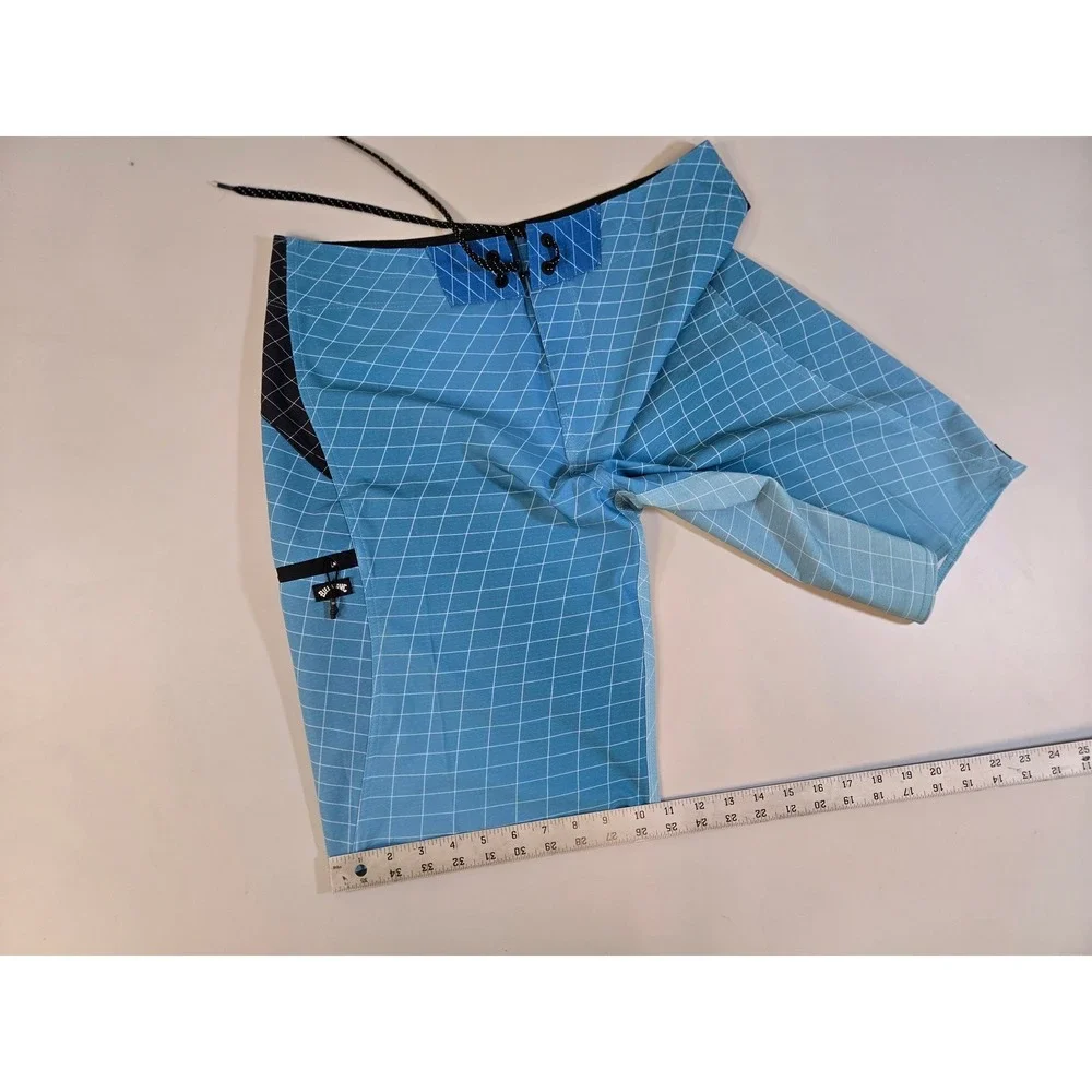Billabong Upcycler Fluid Pro‎ Board Shorts Mens 30 Blue Black Grid Swim Trunks